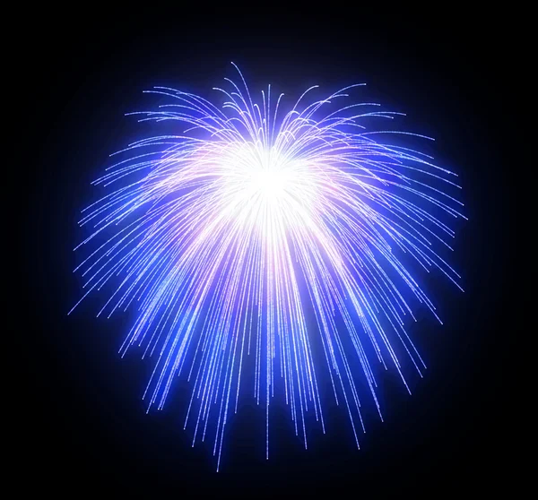 Viering Blauwe Feestelijke Vuurwerk Nachts Zwarte Achtergrond — Stockfoto