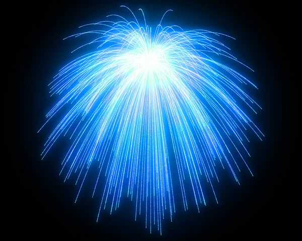 Celebración Fuegos Artificiales Azules Por Noche Sobre Fondo Negro — Foto de Stock