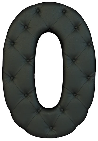 Luxe zwart lederen lettertype 0 figuur — Stockfoto