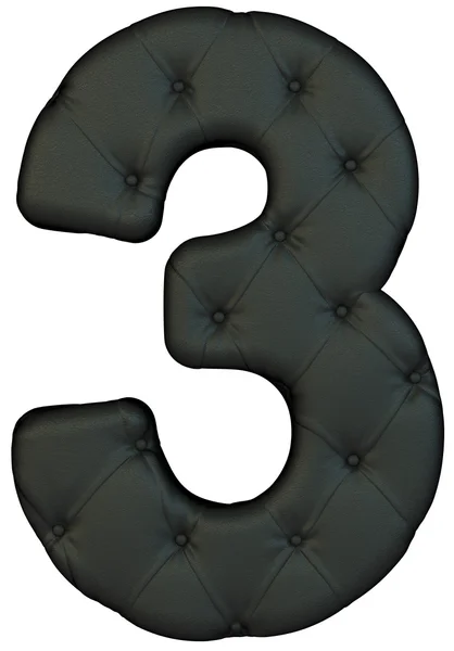 Luxury Black Leather Font Figure Isolated White — Stock Photo, Image