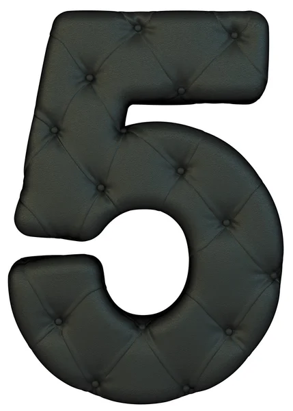 Luxury black leather font 5 figure — Stock Photo, Image