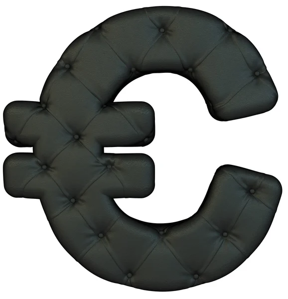 Luxusní černé kožené písmo symbol eura — Stock fotografie