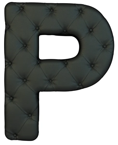 Lyx svart läder teckensnitt p brev — Stockfoto