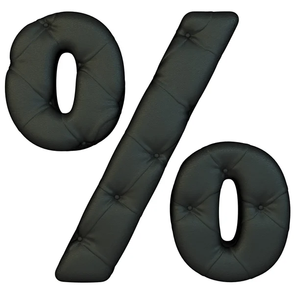 Luxe zwart lederen lettertype procentsymbool — Stockfoto