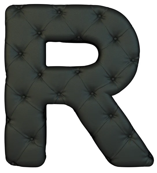 Luxury black leather font R letter — Stock Photo, Image