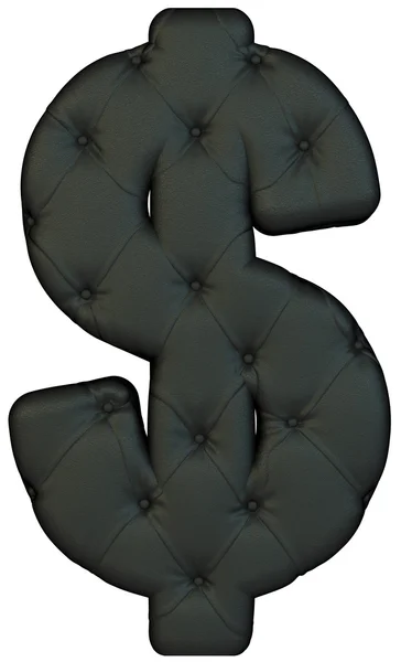 Luxury Black Leather Font Dollar Symbol Isolated White — Stock Photo, Image