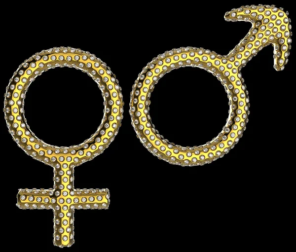 Luxury Gender Symbols Inlaid Gems Black — Stock Photo, Image