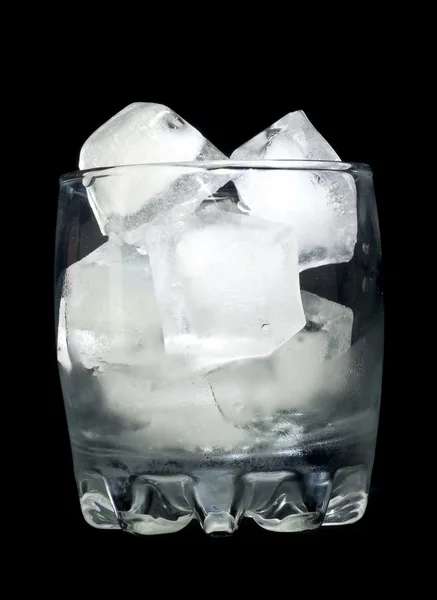 Refreshment Glass Ice Cubes Black Background — Stock Photo, Image
