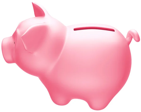 Pink piggy bank side view — Stock Photo, Image