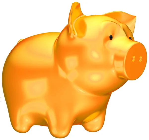 Savings Money Golden Piggy Bank Isolated White — Stock Photo, Image