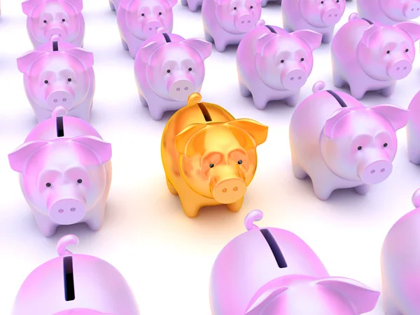 Solution Golden Piggy Bank Others White — Stock Photo, Image