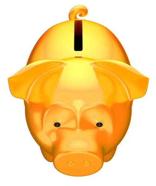 Goldenes Sparschwein von oben — Stockfoto