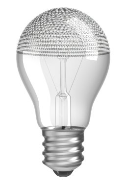 Lightbulb incrusted with diamonds side view over white background clipart