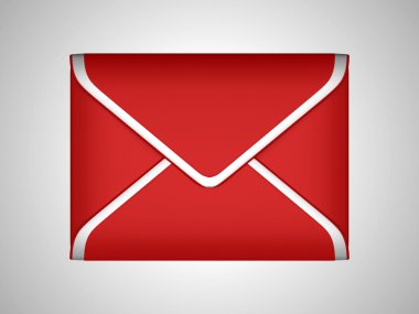 EMail and post: Red sealed envelope over grey clipart