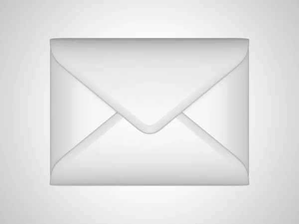 Posta Mesaj Gri Arka Plan Üzerinde Beyaz Mühürlü Zarf — Stok fotoğraf