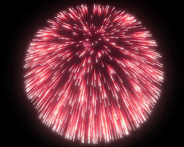 黒の背景上の夜にお祝いの赤い花火 — ストック写真