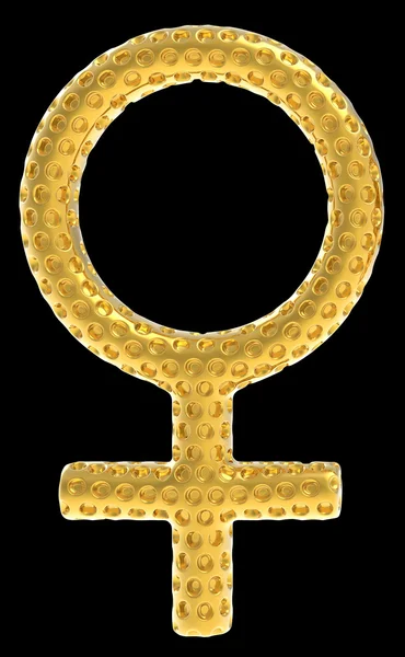 Gyllene Kvinnligt Kön Symbol Isolerade Över Svart Bakgrund — Stockfoto