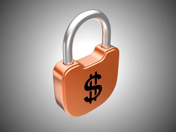 Locked lock: US dollar security — Stock Photo, Image