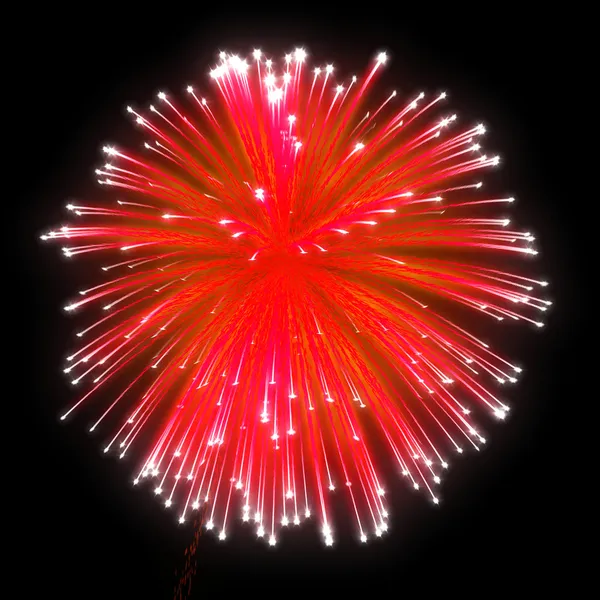 夜の黒の背景上に赤いお祭り花火 — ストック写真