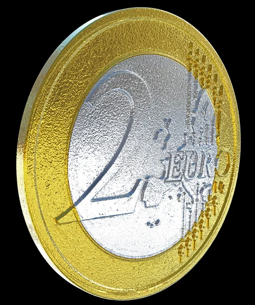 Euro Euromünze Auf Schwarz Große Auflösung — Stockfoto