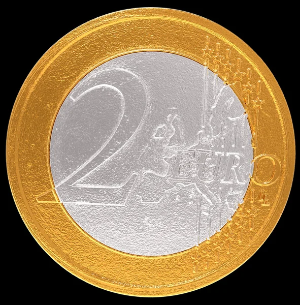 2 euros: moeda da União Europeia — Fotografia de Stock