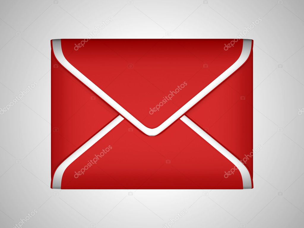 EMail and post: Red sealed envelope over grey
