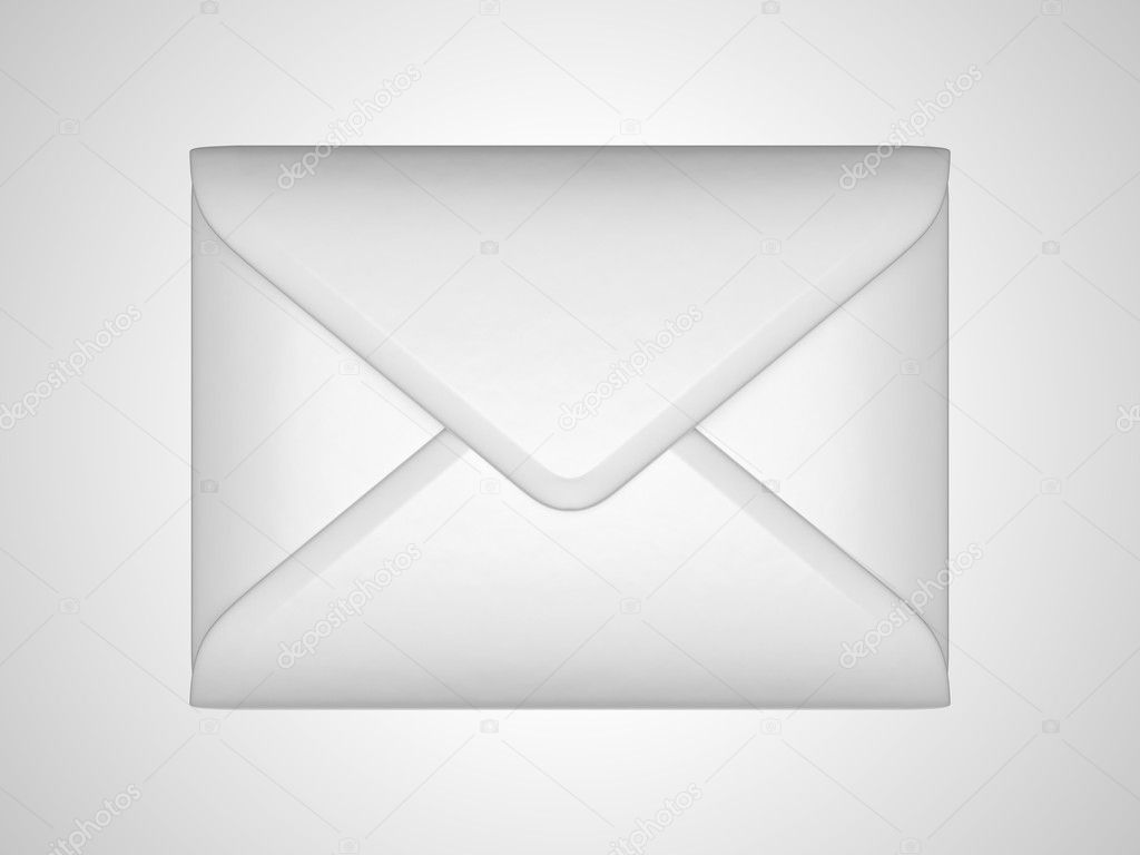 EMail and post: White sealed envelope over grey background