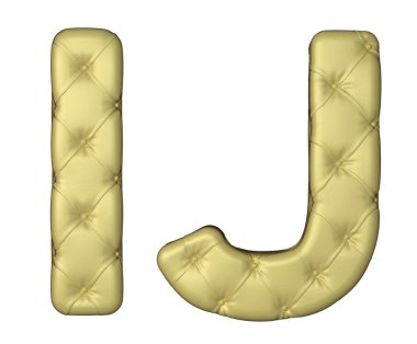 Luxury beige leather font I J letters clipart