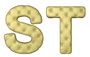 Luxury beige leather font S T letters clipart