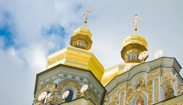 Kopule Pravoslavné Církve Zamračená Obloha Kyjev Pecherskaya Laura — Stock fotografie