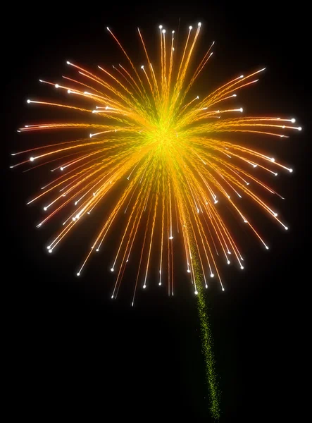 Festive Orange Fireworks Night Black Background — Stock Photo, Image