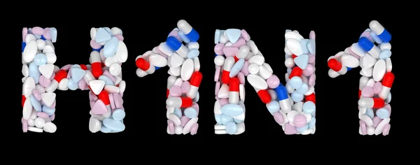 H1N1: comprimidos e formas de drogas isoladas — Fotografia de Stock