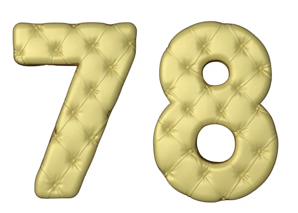Luxury beige leather font 7 8 numerals — Stock Photo, Image
