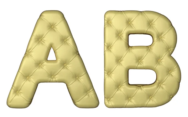 Caratteri di lusso in pelle beige A B letters — Foto Stock