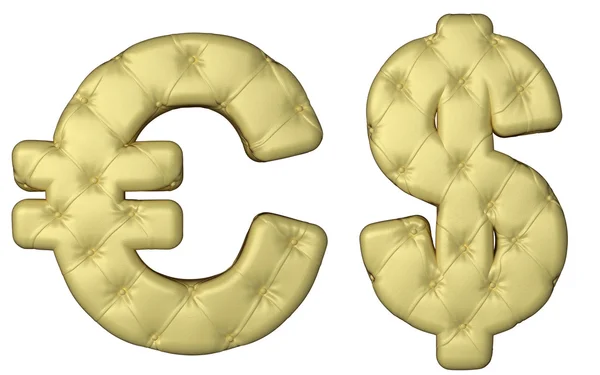 Luxury beige leather font euro and dollar symbols — Stock Photo, Image