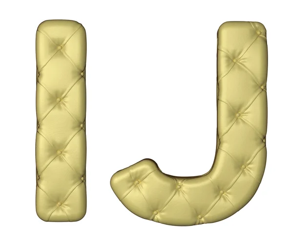 Luxo bege couro fonte I J letras — Fotografia de Stock