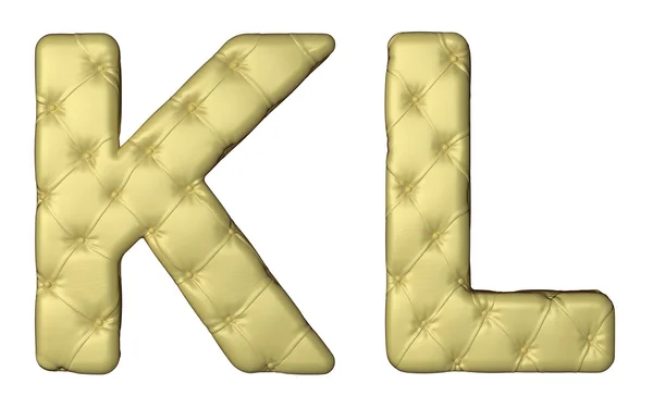 Luxe beige lederen lettertype k l brieven — Stockfoto