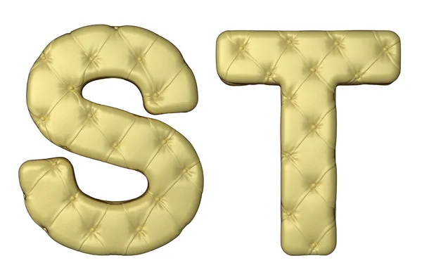 Luxury beige leather fuente S T letters — Foto de Stock
