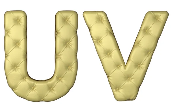 Luksusowy beżowy skórzany czcionki u v litery — Zdjęcie stockowe