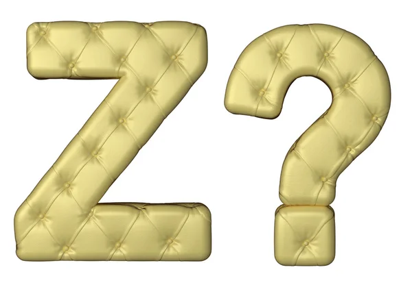 Caratteri di lusso in pelle beige Z e marchio di query — Foto Stock