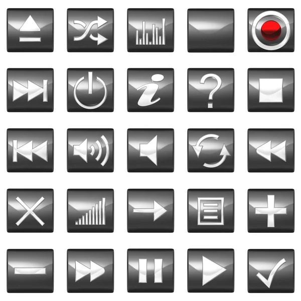Square Control Panel Buttons Isolated White — Stock Photo, Image