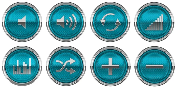 Blue Control Panel Buttons Isolated White — Stock Photo, Image