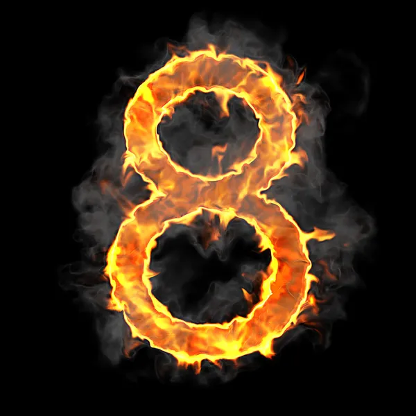 Burning and flame font 8 numeral — Stock Photo, Image