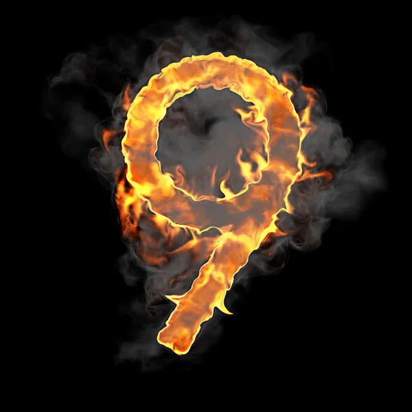 Спалювання і полум'я шрифт 9 цифра — стокове фото
