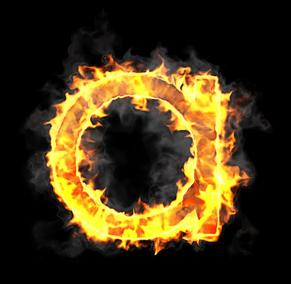 Burning and flame font Uma carta — Fotografia de Stock