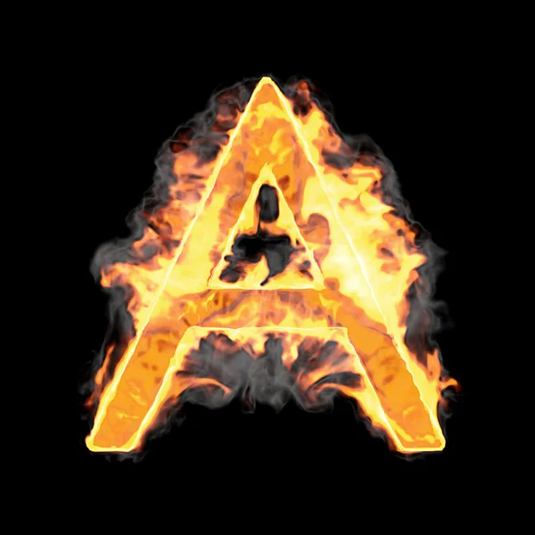 Burning and flame font A letter over black — Stock Photo, Image