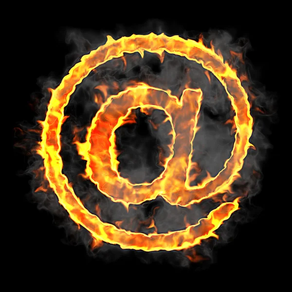 Спалювання і полум'я шрифту за символом — стокове фото