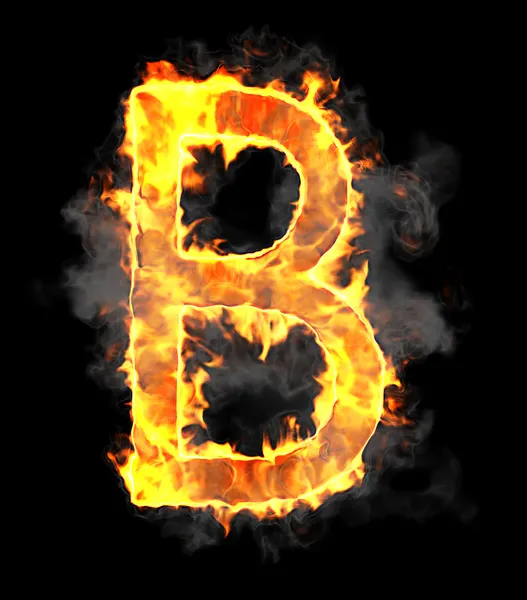 Alev yanan ve yazı tipi b harfi — Stockfoto