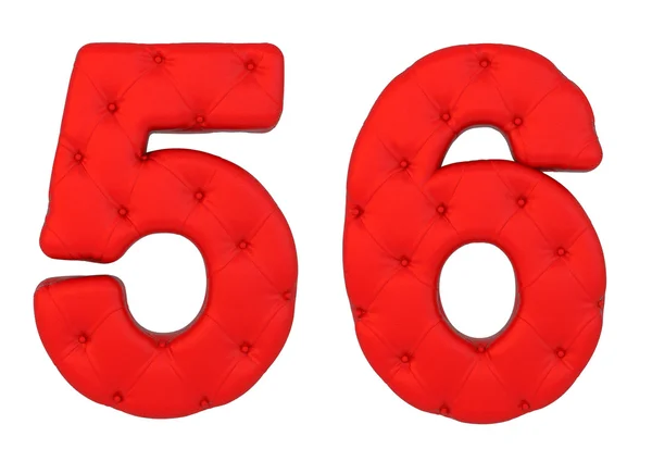Luxury red leather font 5 6 numerals — Stock Photo, Image