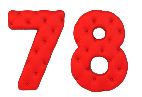 Luxury red leather font 7 8 numerals — Stock Photo, Image